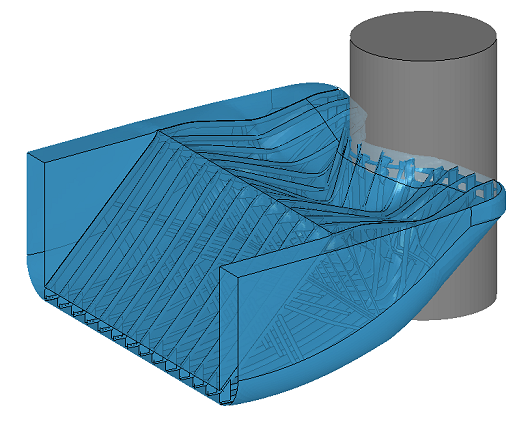 computer model of barge striking a round pier
