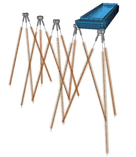 computer model of a barge hitting a protection structure