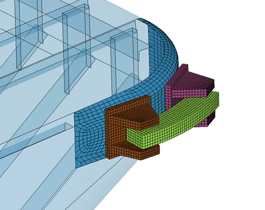 computer model of a barge with a bumper