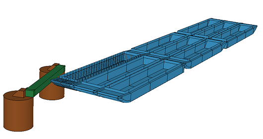 computer model of barge flotilla hitting a wall