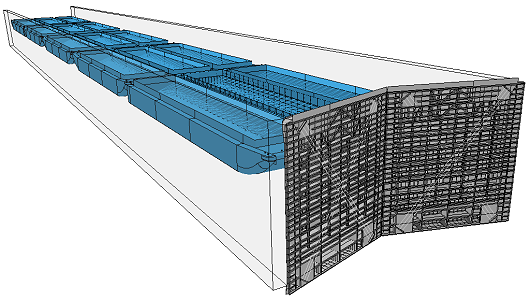 computer model of a barge in a lock